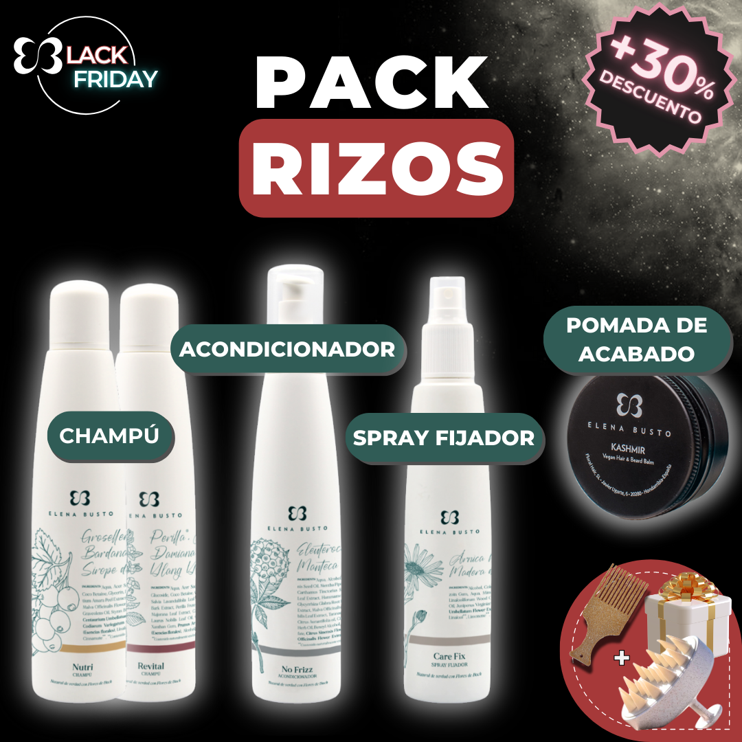 Pack Rizos: Champú + Acondicionador + Laca + Pomada peinado [Especial Black Friday]